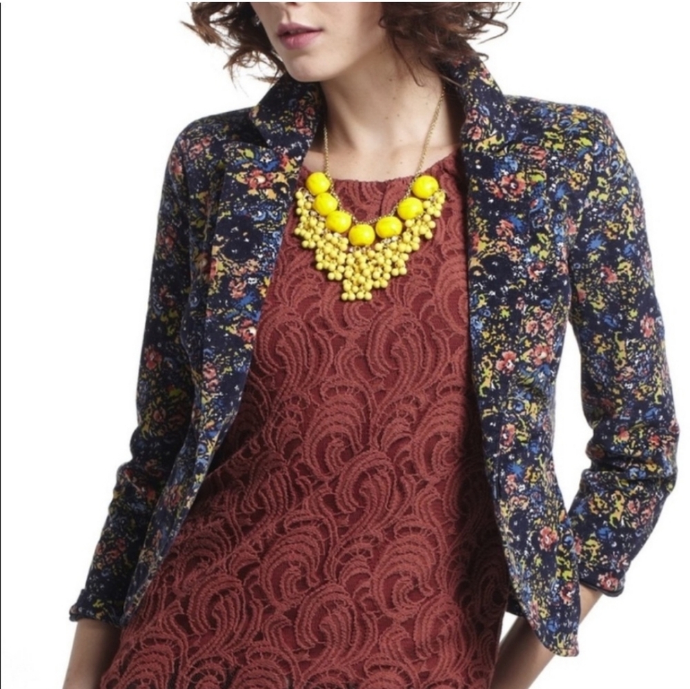 Anthropologie Cartonnier floral corduroy blazer